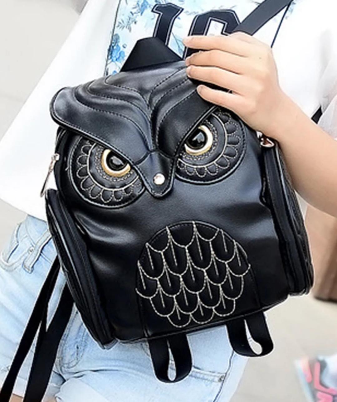 Handcrafted Soft Black Leather Owl Backpack handbag Etsy