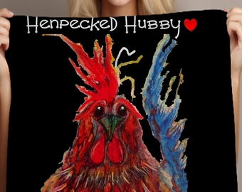 Mari Henpecked, cadeau drôle de Saint-Valentin. Cadeau d'anniversaire, couverture de poulet. Cadeau pour les amateurs de poulet ! Conception originale d'encre ArtfulEarth à l'alcool