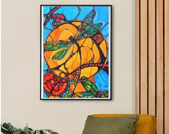 Dragonfly Wall Art Posters, Original Dragonfly Design, Nature Print, Abstract Art, Original Art By ArtfulEarth.