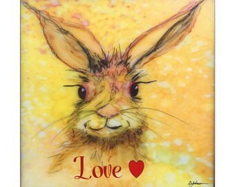 Wall Art, Bunny Rabbit On Canvas, Valentines Day Gift, Rabbit Lovers Gift, Gift For Her, Gift For Him, ArtfulEarth Alcohol Ink Design