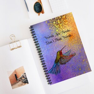 Hummingbird Design Spiral Bound Journal Notebook Bird Lovers Gift, Hummingbird Lovers, Ruled Line Pages, 6&quot; x 8&quot; Original ArtfulEarth Design