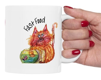 Cat Coffee Mug, Tea Mug, Cat Lovers Gift, Ceramic Coffee Mug, Funny Coffee Mug, Original ArtfulEarth Design