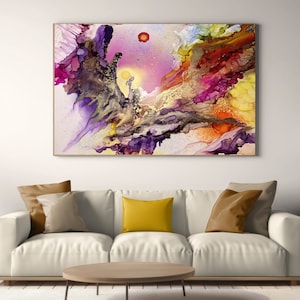 Dragon Wall Art, Large Wall Art,  Abstract Art, Dragon Painting, Year Of The Dragon, Fantasy Art, Original ArtfulEarth Alcohol Ink Design