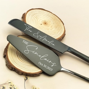 Gepersonaliseerde bruidstaartmessenset - aangepaste gegraveerde namen bruid en bruidegom - rustieke huwelijkscadeau - jubileum, aandenken verloving