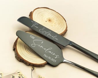 Personalized Wedding Cake Knife Set,Custom Engraved Stainless Steel Keepsake For Couple