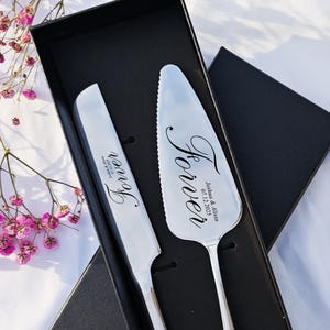 Custom Engraved Wedding Cake Cutting Set,Personalized Wedding Cake Knife, Elegant Cake Knife & Server Set, Anniversary Gift