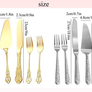 Personligt tårtkniv- och serveringsset, Anpassat serveringsset för bröllopstårtor, Genombrutet eller blommigt handtag, Graverad present bild 8