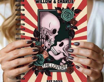 Cuaderno de tarot personalizado para amantes de las calaveras, planificador de bodas góticas