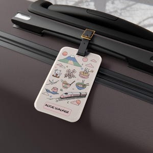 Personalized Travel Luggage Tag, Custom Japanese Design Backpack Tags, Stylish Initials Suitcase Tag for Kids & Adults, Cute Travel Gear