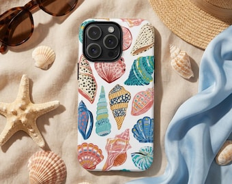 Seashell Phone Case, Coastal Aesthetic iPhone Case, Beachy Summer Phone Cover, Cute Ocean Shell Case, Preppy Coastal Girl Gift, Tough Case