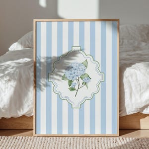 Blue Hydrangea Print: Grand Millennial Floral Wall Art (Digital Download)