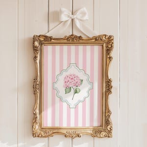 Pink Hydrangea Print: Grand Millennial Floral Wall Art (Digital Download)