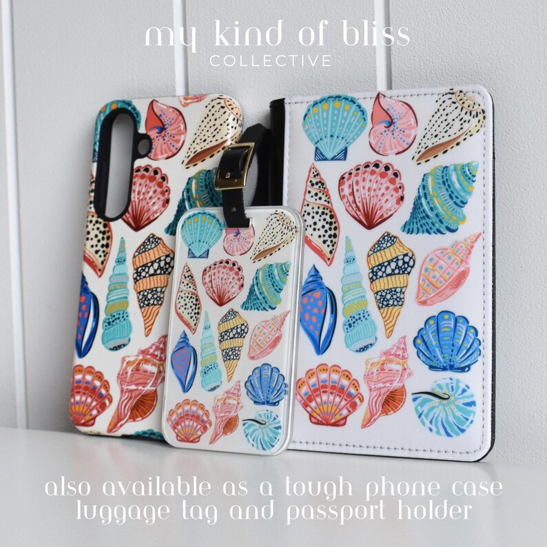 Featured here is my Colorful Seashell Gift Set. It features a collage of colourful hand illustrated seashells with bold patterns on a white background. Perfect for coconut girls, beach lovers, bar carts, kitchens, dorms, bedrooms, roommate gifts