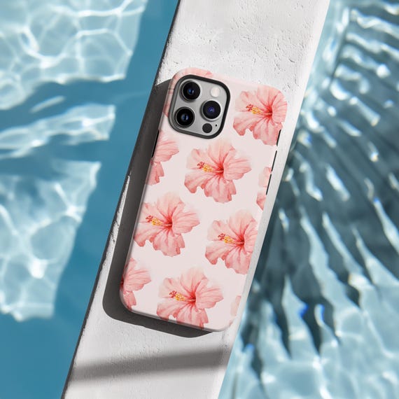 Pink Hibiscus Phone Case Coconut Girl Aesthetic iPhone Case Summer Beach Phone Case Cute Floral Cell Cover Trendy Girly Case Samsung Pixel