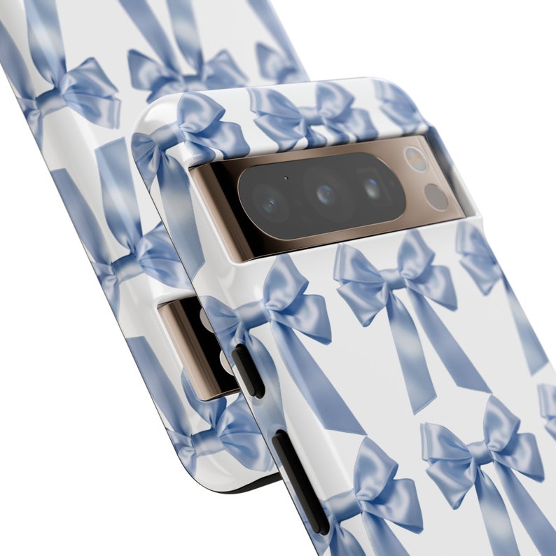 Coquette Phone Case Blue Bow Collage Ribbon Something Blue Cute iPhone 15 14 13 12 11 Pro Max Plus Samsung Galaxy S24 S23 S22 Google Pixel image 3