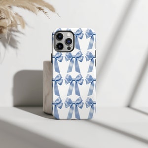 Coquette Phone Case Blue Bow Collage Ribbon Something Blue Cute iPhone 15 14 13 12 11 Pro Max Plus Samsung Galaxy S24 S23 S22 Google Pixel image 6