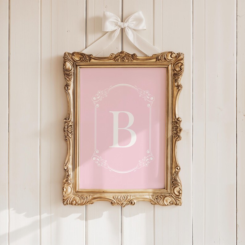 Pink Monogram Hydrangea Print Set of 3 Grand Millennial Custom Letter ...