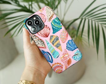 Preppy Pink Seashell Phone Case, Coquette Beach Aesthetic iPhone Case, Coconut Girl Summer, Cute Girly Ocean Shell Cover, Teen Girl Gift