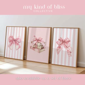 My cute coquette pink bow print. The bow has a watercolour look to it. This print has white and pink stripes in the background with a large pink bow in front. Perfect for a nursery, bedroom, dorm room, apartment or a gift for a bff, daughter, sister.