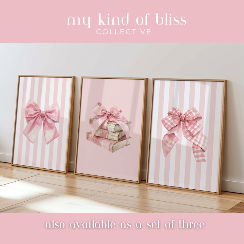 My cute coquette pink bow print. The bow has a watercolour look to it. This print has white and pink stripes in the background with a large pink bow in front. Perfect for a nursery, bedroom, dorm room, apartment or a gift for a bff, daughter, sister.
