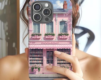 Book Lover Phone Case Cute Reader Gift Pink Bookshop Case Bookish Aesthetic Coquette Floral iPhone Samsung Pixel Cute Girly Cell Cover