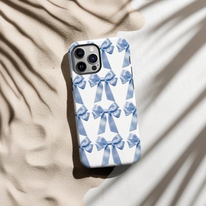 Coquette Phone Case Blue Bow Collage Ribbon Something Blue Cute iPhone 15 14 13 12 11 Pro Max Plus Samsung Galaxy S24 S23 S22 Google Pixel image 7