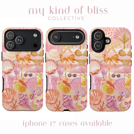 Summer Phone Case Girly Pink Orange iPhone 17 Cover Seashell