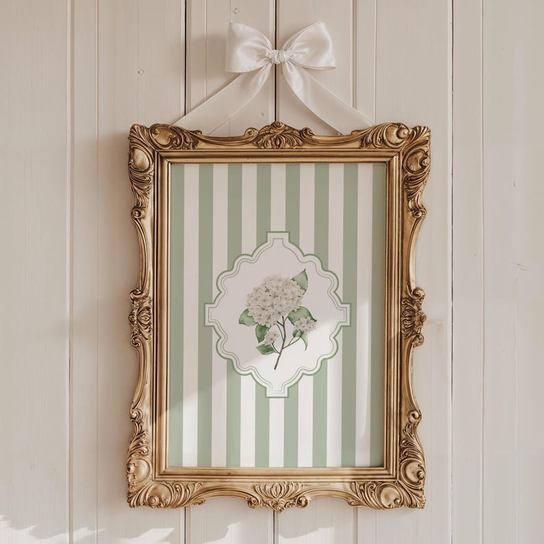 Sage Hydrangea Set of 3 Prints Custom Letter Printable Coquette Girls ...
