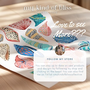 Featured here is my Colorful Seashell Digital Print. It features a collage of colourful hand illustrated seashells with bold patterns on a white background. Perfect for coconut girls, beach lovers, bar carts, kitchens, dorms, bedrooms, roommate gifts