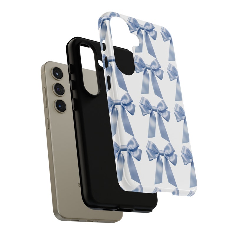 Coquette Phone Case Blue Bow Collage Ribbon Something Blue Cute iPhone 15 14 13 12 11 Pro Max Plus Samsung Galaxy S24 S23 S22 Google Pixel image 8