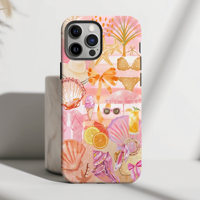 Summer Phone Case Collage Beach Coastal Seashell Scrapbook Aesthetic