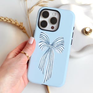 Blue Bow Phone Case Preppy Coquette Cell Cover Cute Girly Coastal Granddaughter Pretty iPhone 16 15 14 13 12 11 Samsung 25 24 22 Pixel 9 8 7
