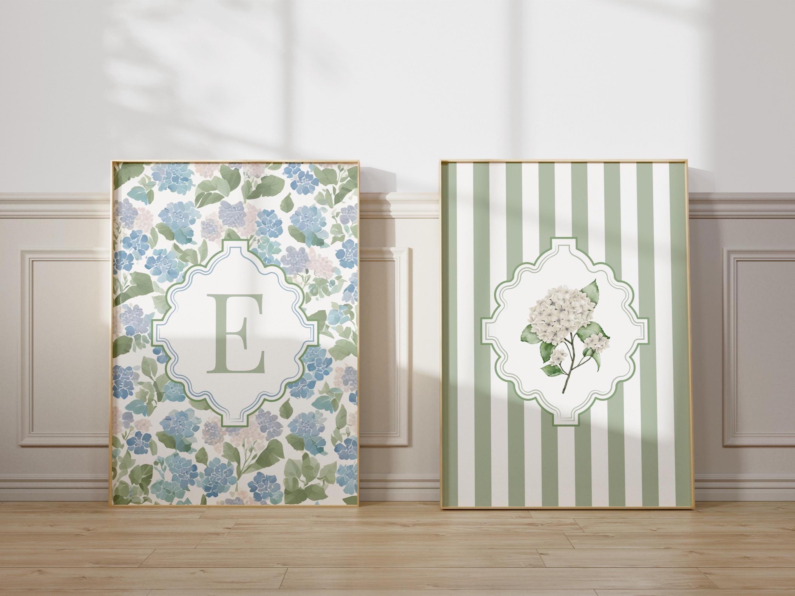 Sage Hydrangea Set of 3 Prints Custom Letter Printable Coquette Girls ...