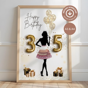 Geldgeschenk zum 35. Geburtstag – DIY-Vorlage | PDF zum Ausdrucken | Für beste Freundin | Mädchen | Frau | Last Minute Geschenk