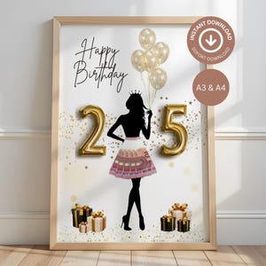 Geldgeschenk zum 25. Geburtstag – DIY-Vorlage | PDF zum Ausdrucken | Für beste Freundin | Mädchen | Frau | Last Minute Geschenk