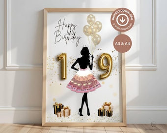 19歳の誕生日に贈る現金ギフト – DIYテンプレート | 印刷用PDF | 親友へ | 女の子 | 女性 | 直前のプレゼント