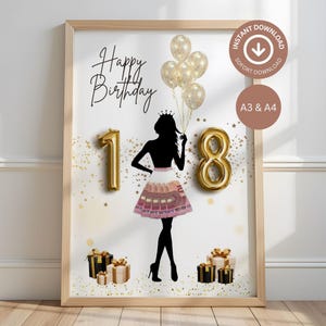Geldgeschenk zum 18. Geburtstag – DIY-Vorlage | PDF zum Ausdrucken | Für beste Freundin | Mädchen | Frau | Last Minute Geschenk