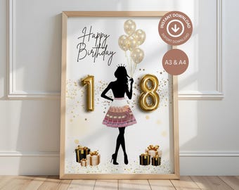 Money gift for an 18th birthday – DIY template | Printable PDF | For best friend | Girl | Woman | Last minute gift