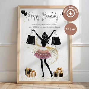 Geldgeschenk zum Geburtstag | Shopping Queen | PDF zum Ausdrucken | Für beste Freundin | Geburtstagsgeschenk | Karte | Last Minute Geschenk