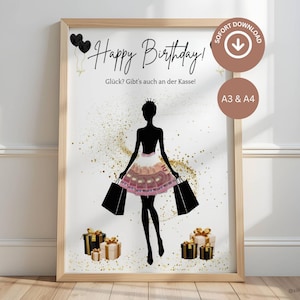 Geldgeschenk zum Geburtstag | Shopping Queen | PDF zum Ausdrucken | Für beste Freundin | Geburtstagsgeschenk | Karte | Last Minute Geschenk