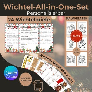Secret Santa All-In-One Set |  24 Secret Santa letters customizable |  Secret Santa construction site | gnome | Secret Santa door | Secret Santa accessories | Secret Santa letter