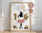 Geldgeschenk zum 16. Geburtstag – DIY-Vorlage | PDF zum Ausdrucken | Für beste Freundin | Mädchen | Frau | Last Minute Geschenk