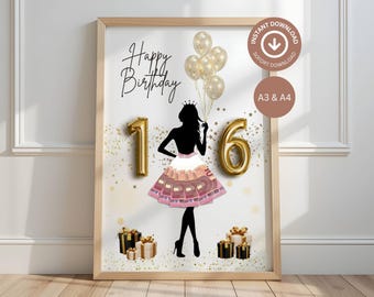 Presente em dinheiro para aniversário de 16 anos – modelo faça você mesmo | PDF para imprimir | Para melhor amiga | Menina | Mulher | Presente de última hora