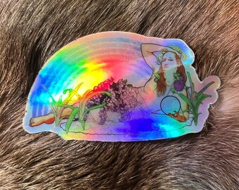 Holographic Sticker: Moon witch