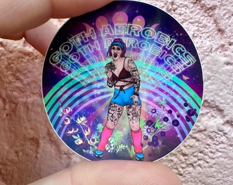 2" Circular Vinyl Sticker: Goth Aerobics