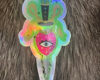 Holographic Sticker: Dagger with Strawberry