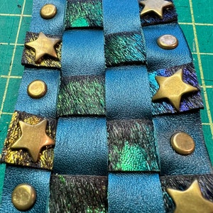 Leather Checkerboard Cuff Turquoise Stars Like Dolls Kill Hot Topic image 3