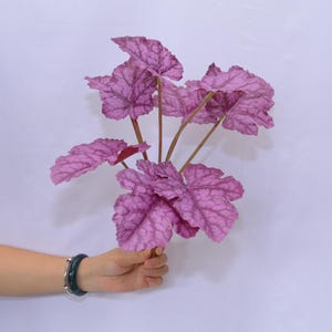 Artificial Heuchera Plant Stem, Purple Coral Bells Faux Leaves, Fall Flower Decor, Garden Greenery Arrangement, Home Floral Centerpiece