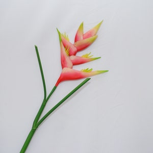 Artificial Heliconia Stem, Faux Tropical Flower Branch, Realistic Pink Heliconia Plant, Decorative Floral Stem, Home and Event Flower Decor