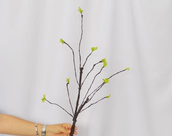 Artificial Spring Bud Branches, Green Leaf Branches, Budding Branches, Plant Branches, Minimalist Decor, Fresh Leaf Branch, Spring Greenery